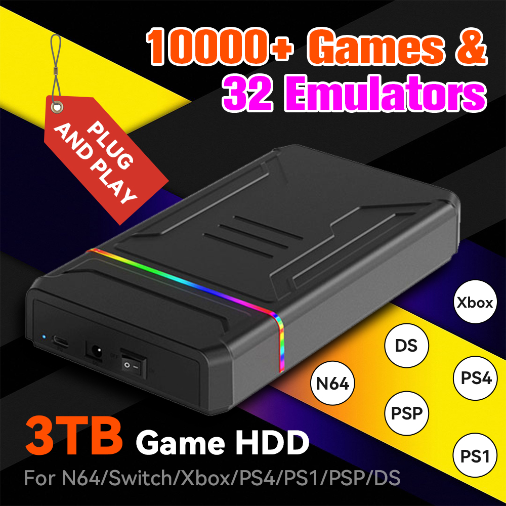 Retro Gaming Hard Drive - 3TB External Retro Game HDD Emulator