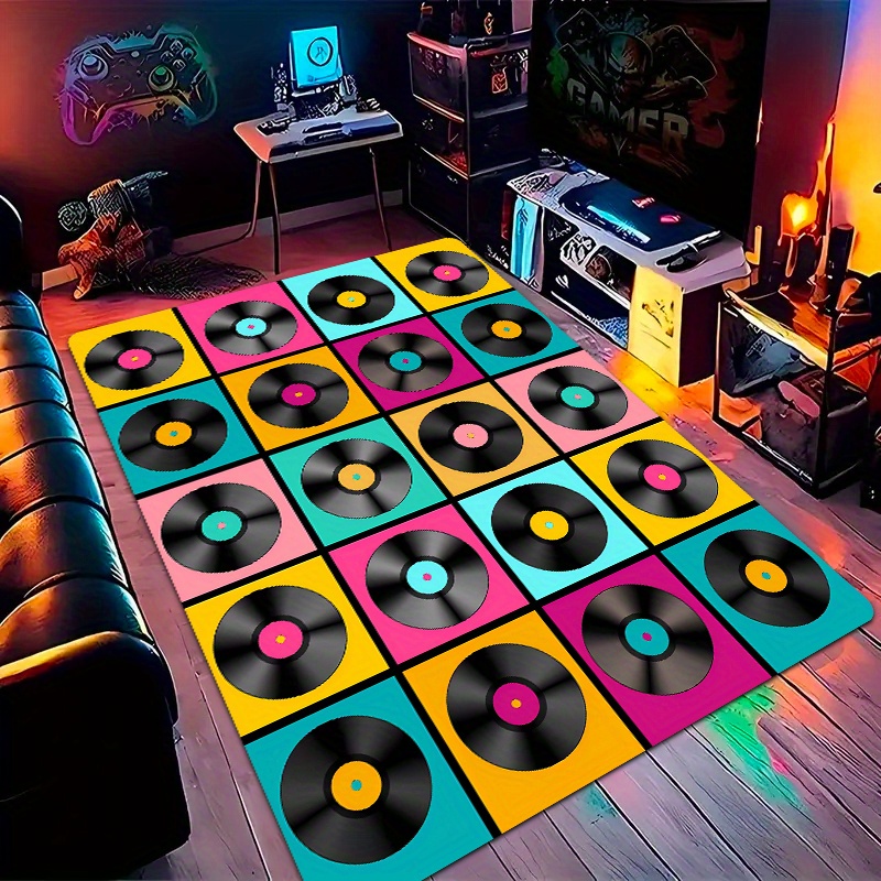 Retro Gaming Lounge - Retro Vinyl Record Area Rug Pop
