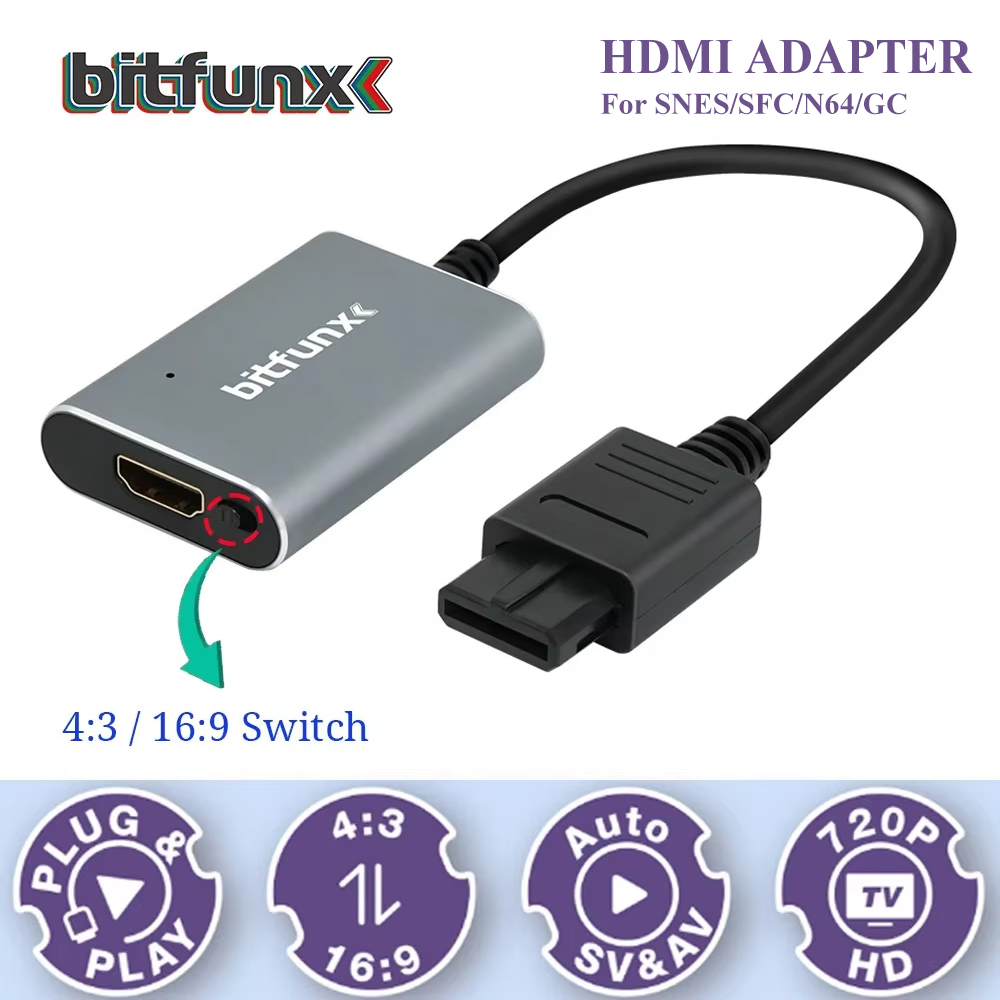 Retro Gaming Arcade Console - Bitfunx 720P Svideo / AV To