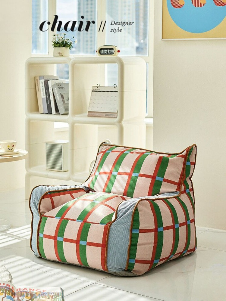 Retro Gaming Lounge - Retro Plaid Lazy Bean Bag Single