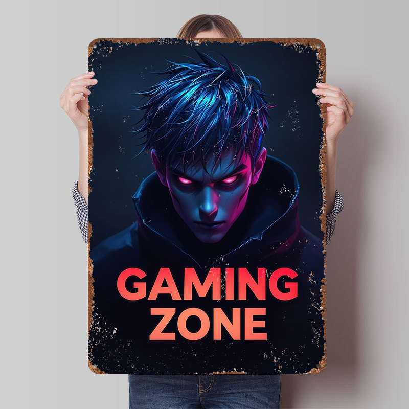 Retro Gaming Zone - Gaming Zone Neon Gamer Portrait Tin