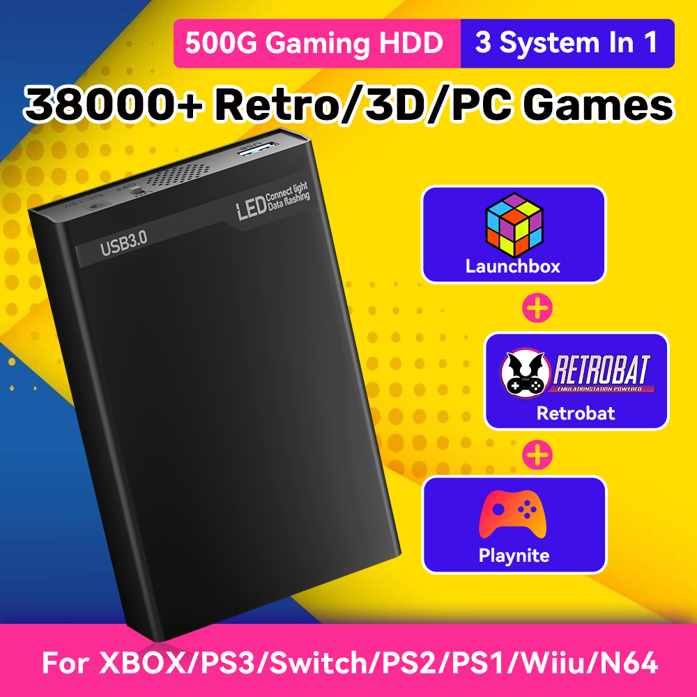 Retro Gaming Hard Drive - Mix500G Portable Game Hard Drive For