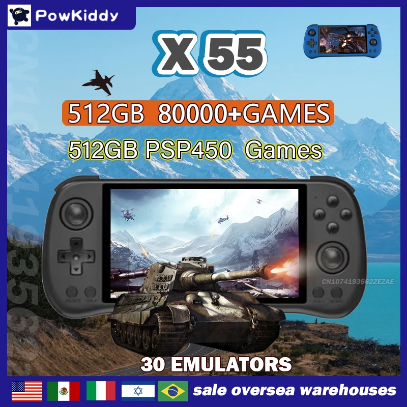 80000Games 512G POWKIDDY X55 5 - огляд і ціна Retro Gaming Arcade Console